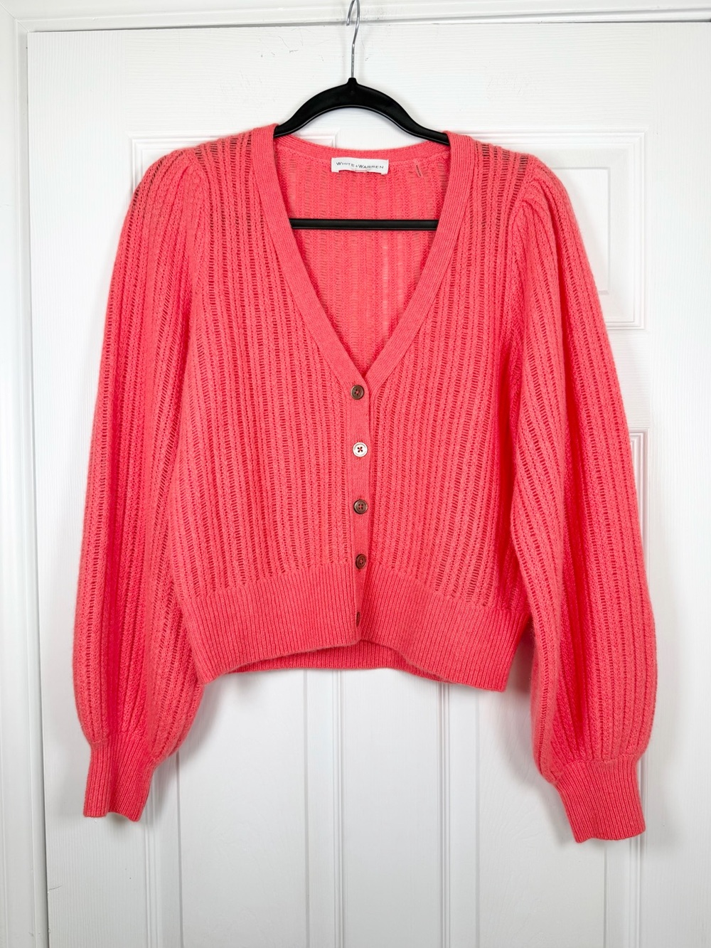 White + Warren Size M • Pink 100% Cashmere Cardigan Chic Quiet Luxury. - Picture 3 of 6